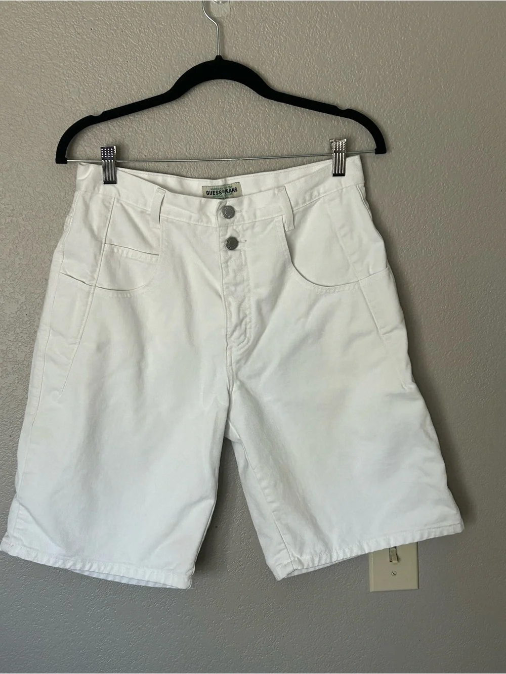Guess Vintage 1990s White Jean Shorts Cotton Sz 30